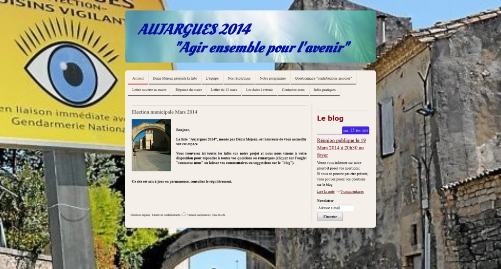 capture d'écran site Aujargues 2014